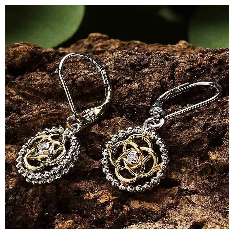 Sterling Silver CZ Celtic Knot Drop Earrings SE002SH