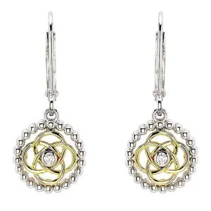 Sterling Silver CZ Celtic Knot Drop Earrings SE002SH