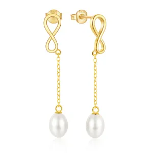 Sterling Silver Statement Long White Drop Pearl Earrings