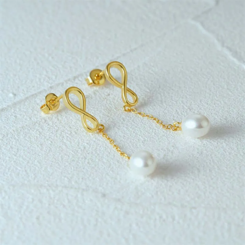 Sterling Silver Statement Long White Drop Pearl Earrings