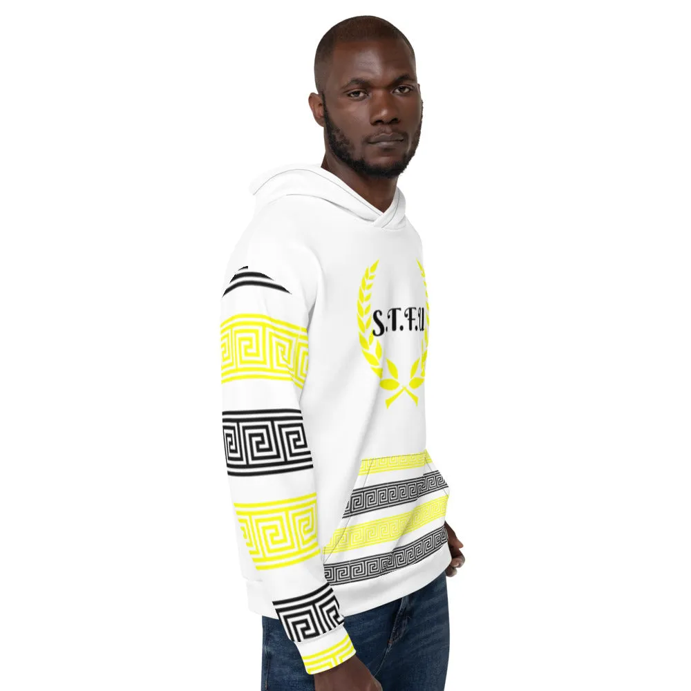 STFU Greek Hoodie - Black & Yellow on White