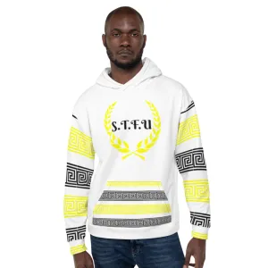 STFU Greek Hoodie - Black & Yellow on White