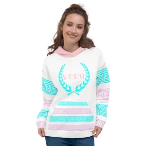 STFU Greek Hoodie - Blue & Pink on White