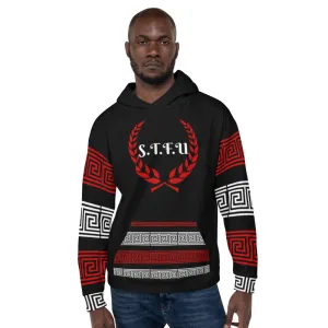 STFU Greek Hoodie - Red & White on Black