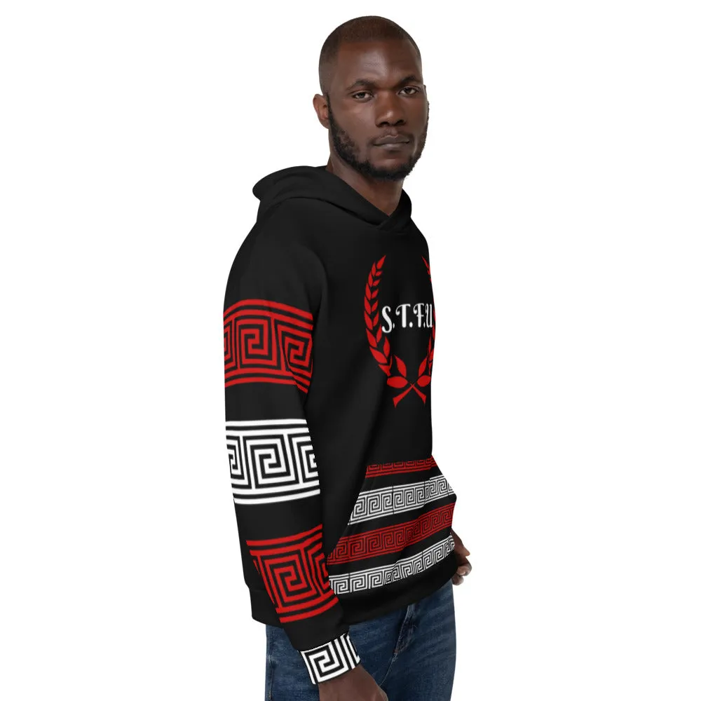 STFU Greek Hoodie - Red & White on Black