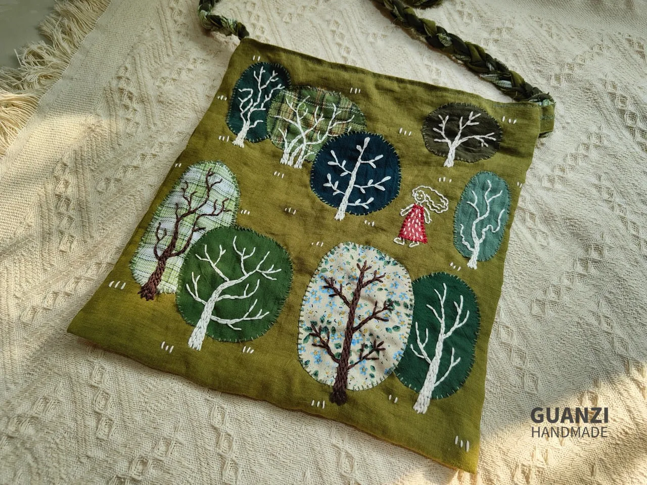 Strolling In Forest - Original DIY Patchwork Embroidered Bag