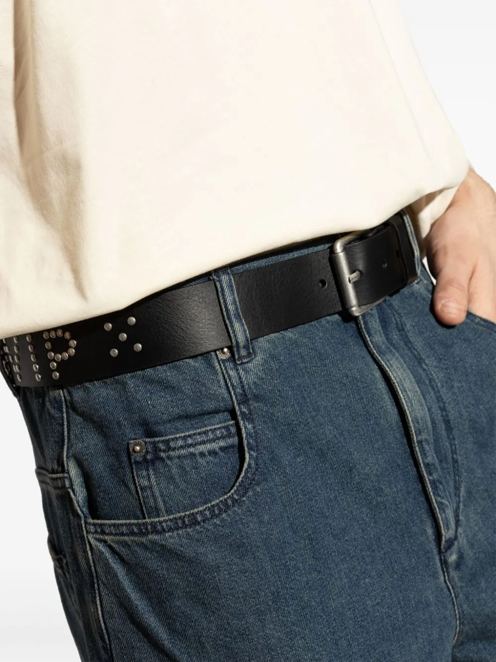 Studded leather belt