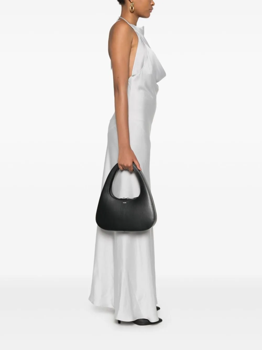Swipe baguette leather shoulder bag