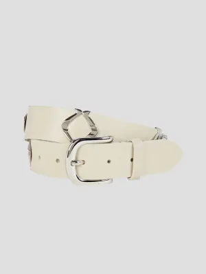 Tehora White Leather Belt