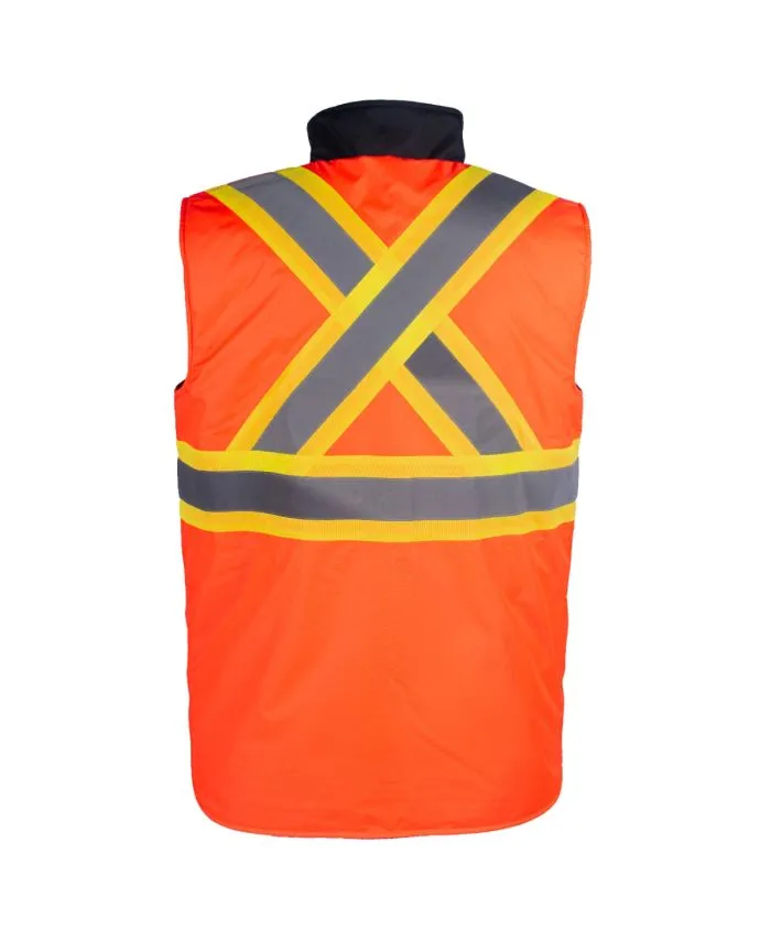 Terra Hi-Vis Insulated Reversible Vest for Construction & Utility Workers – Lightweight, Warm, Multi-Pocket Safety Gear