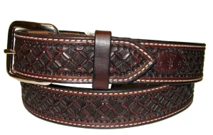 Texas Saddlery Chocolate Waffle Stamped Belt