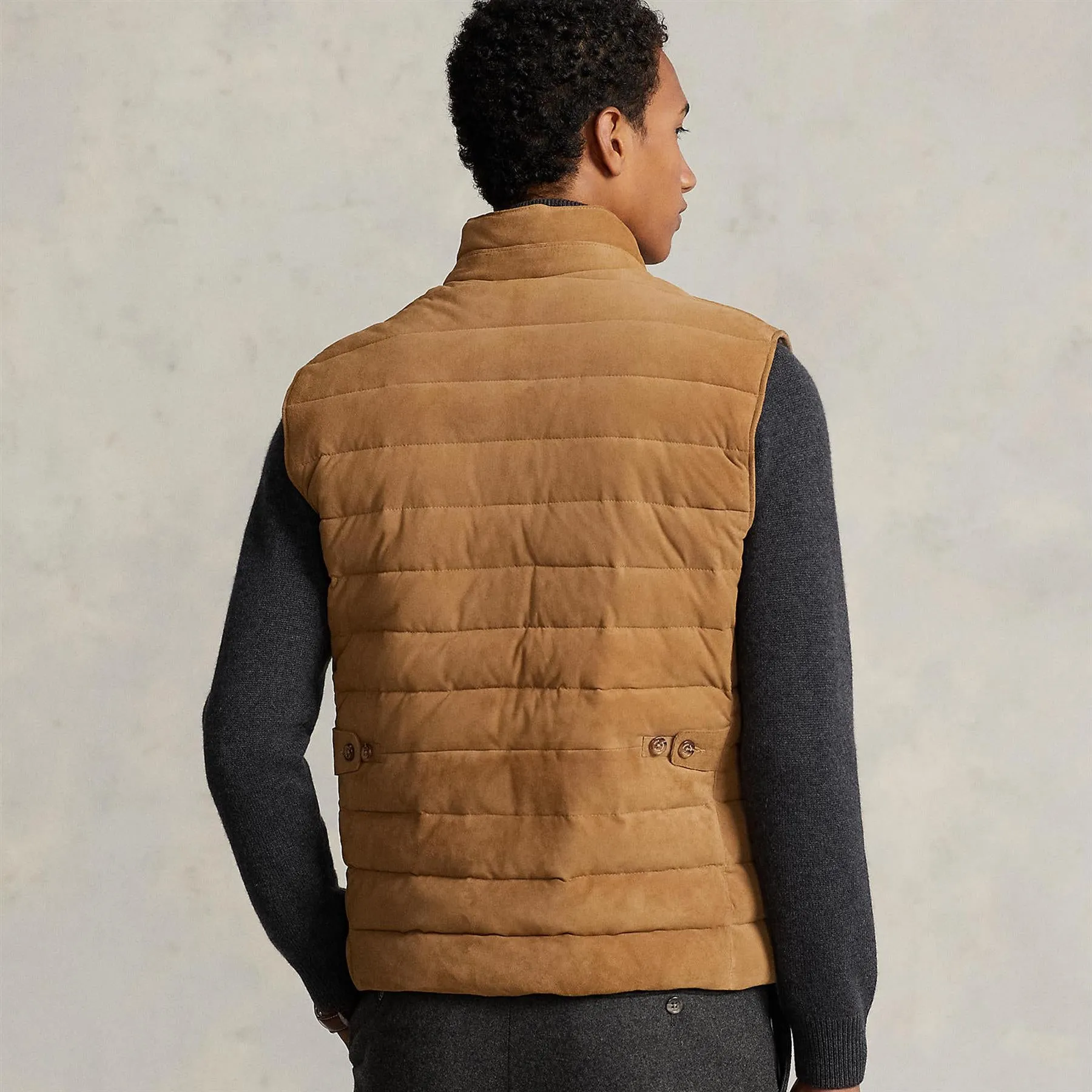 Tissue Suede Inulated Vest Desert Khaki