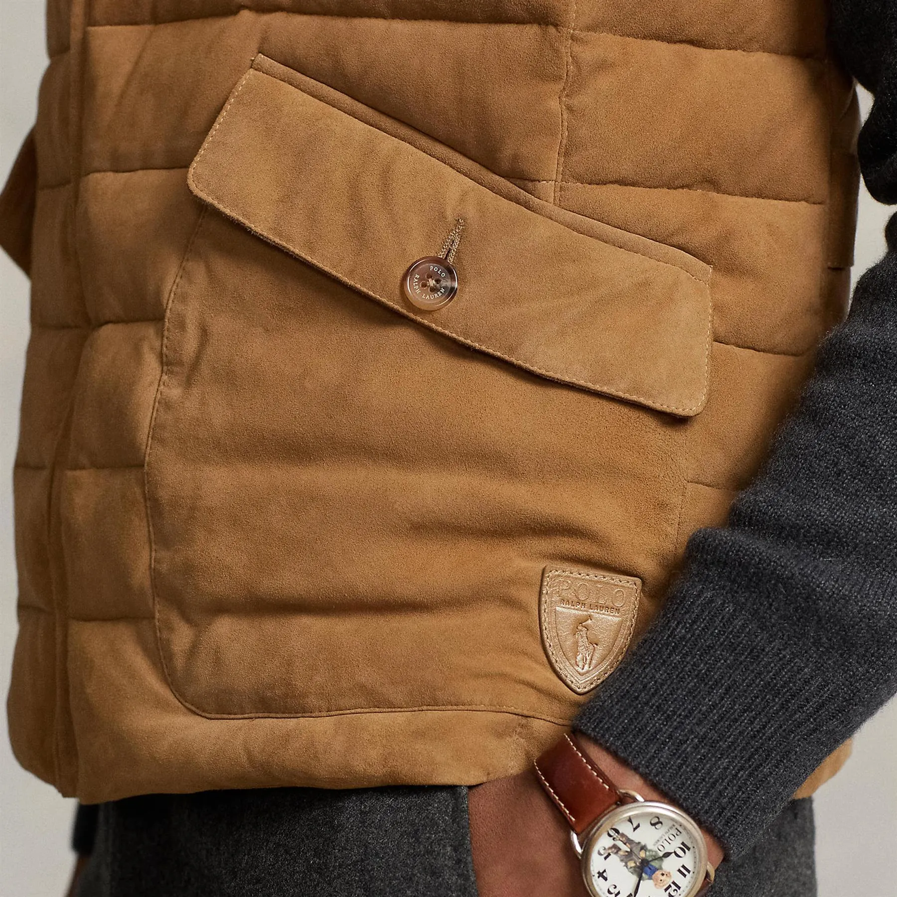 Tissue Suede Inulated Vest Desert Khaki