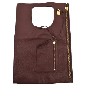 TOM FORD Alix Padlock Zip Fold-over Leather Tote Bag Red