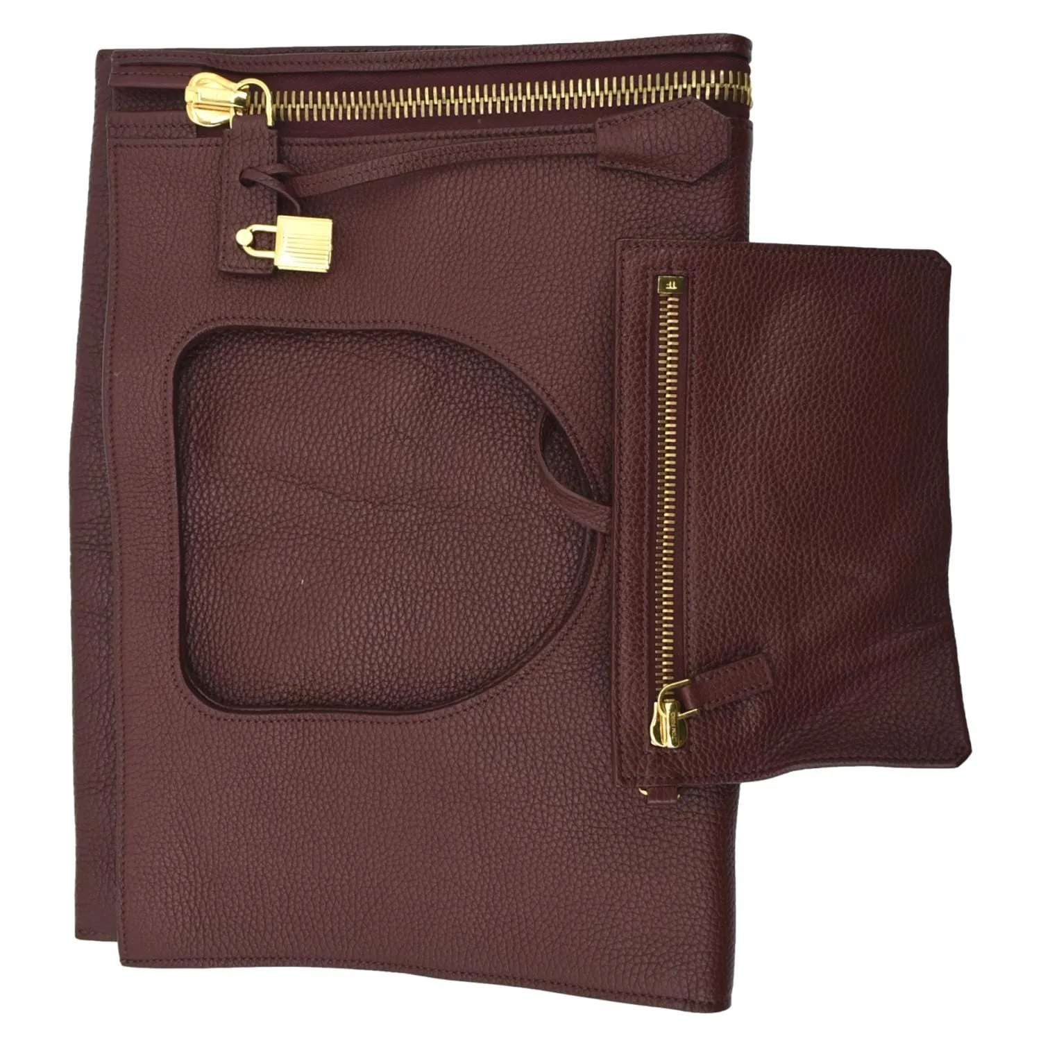 TOM FORD Alix Padlock Zip Fold-over Leather Tote Bag Red