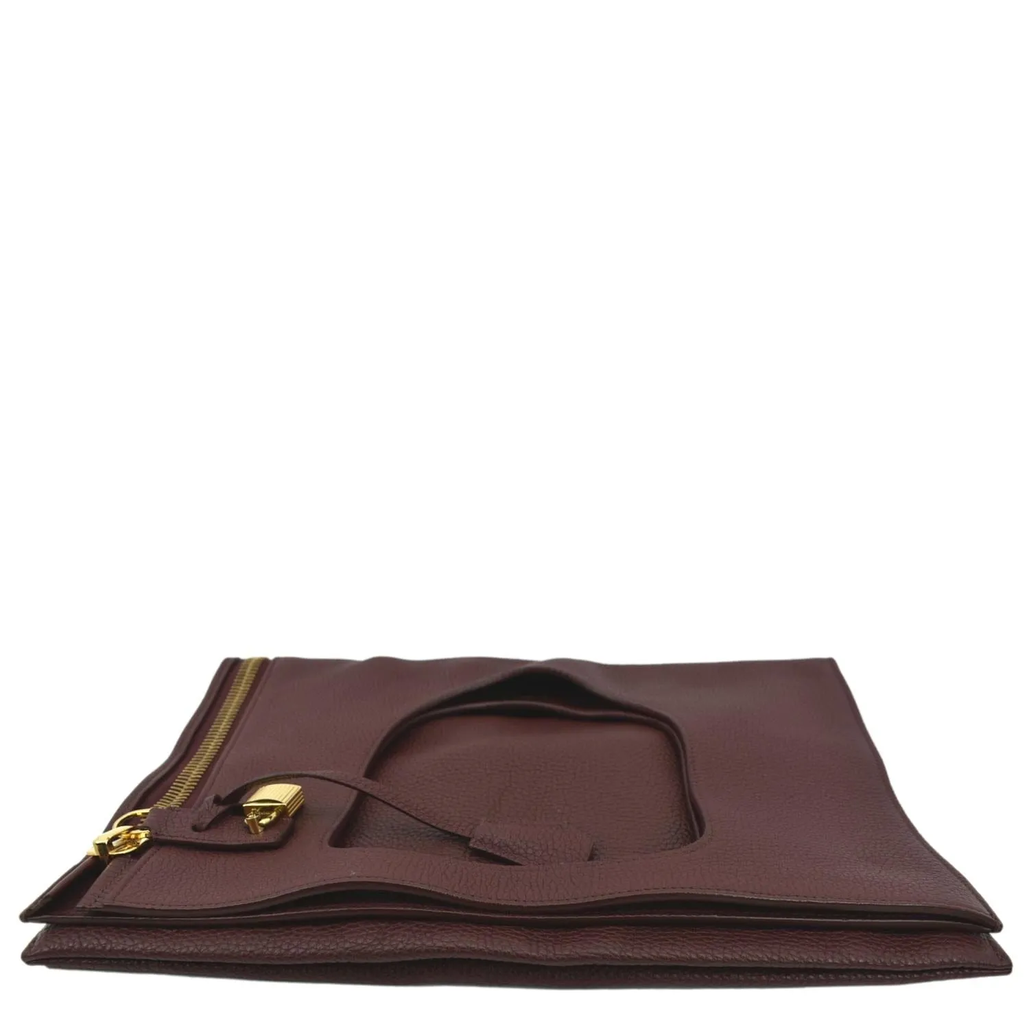 TOM FORD Alix Padlock Zip Fold-over Leather Tote Bag Red