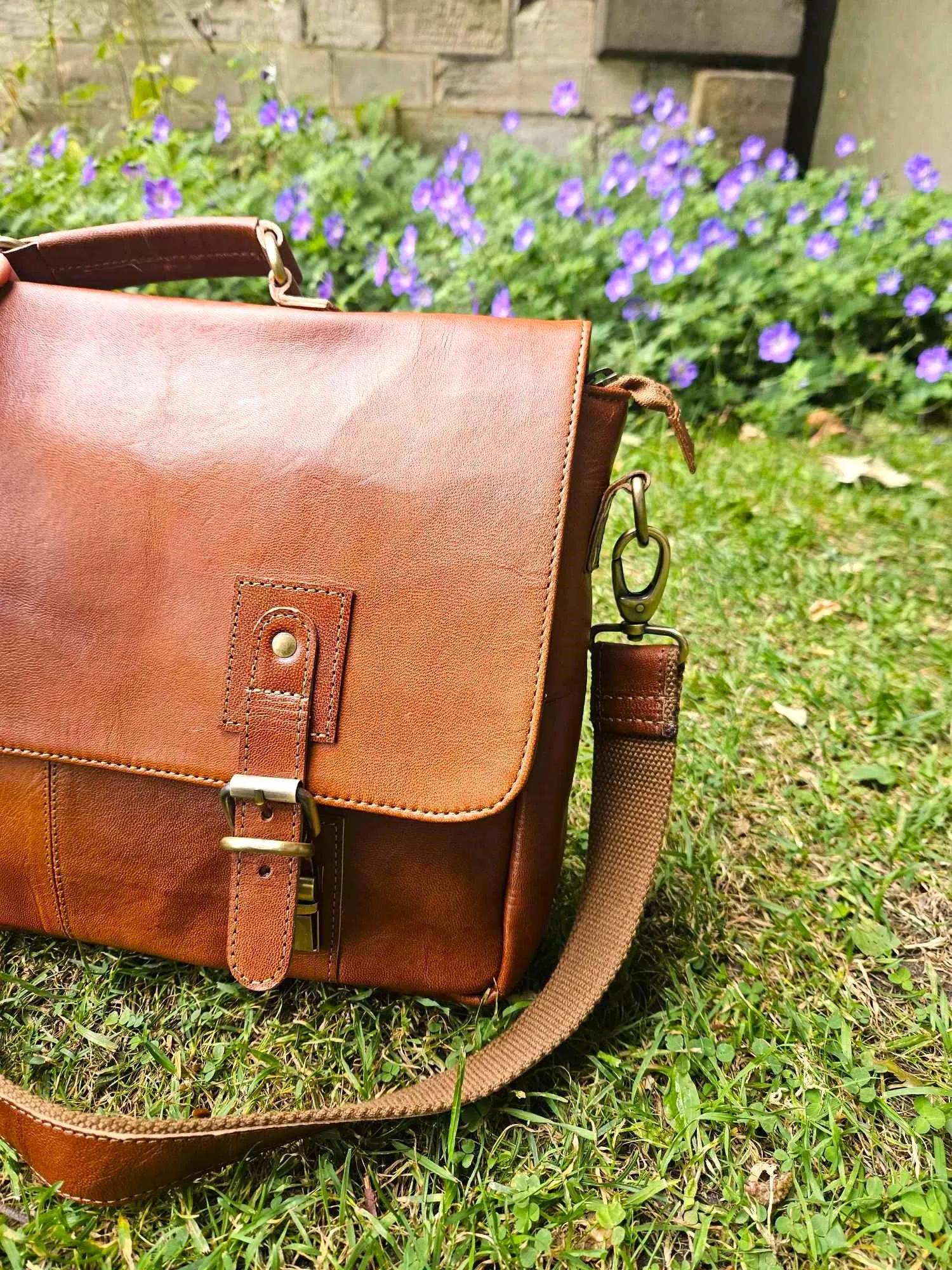 Traditional Handmade Leather Satchel bag with buckles