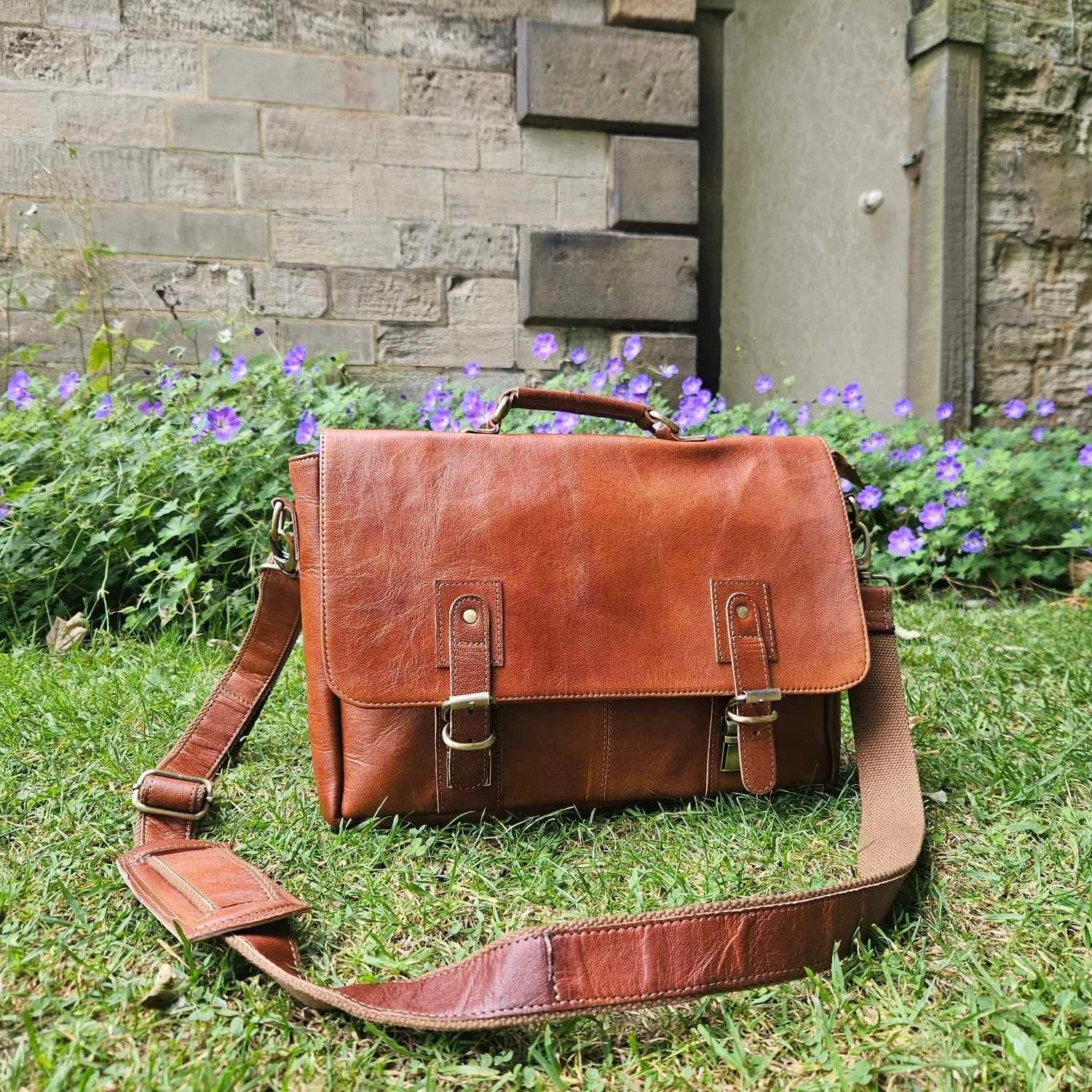 Traditional Handmade Leather Satchel bag with buckles
