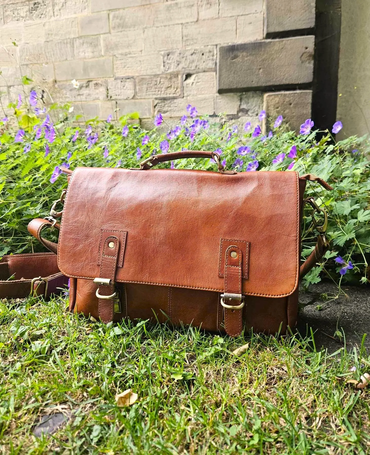 Traditional Handmade Leather Satchel bag with buckles
