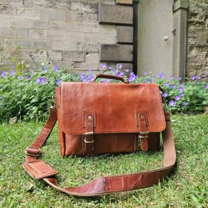 Traditional Handmade Leather Satchel bag with buckles