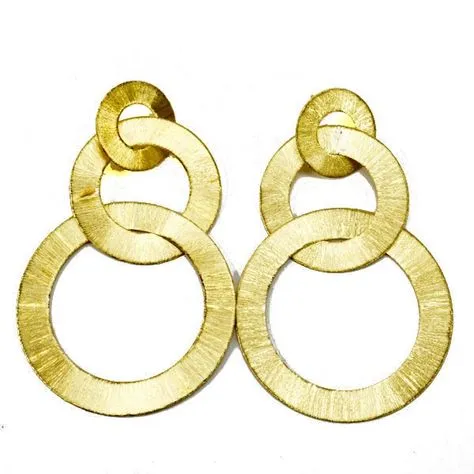 Tri-Circle Earring- Brushed Gold