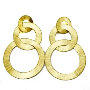 Tri-Circle Earring- Brushed Gold
