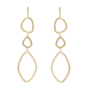 Triple Organic Section Drop Earrings