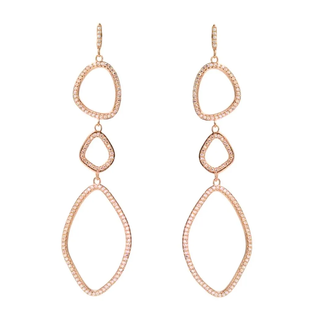 Triple Organic Section Drop Earrings