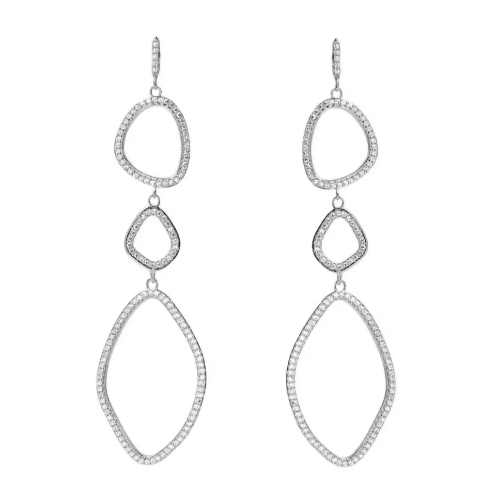 Triple Organic Section Drop Earrings