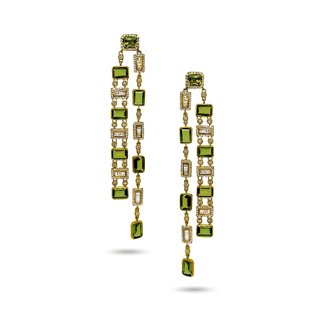 Two-Tier Peridot Drop Earrings