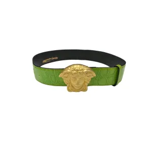 Versace Lime Green Croc Jumbo Logo Belt