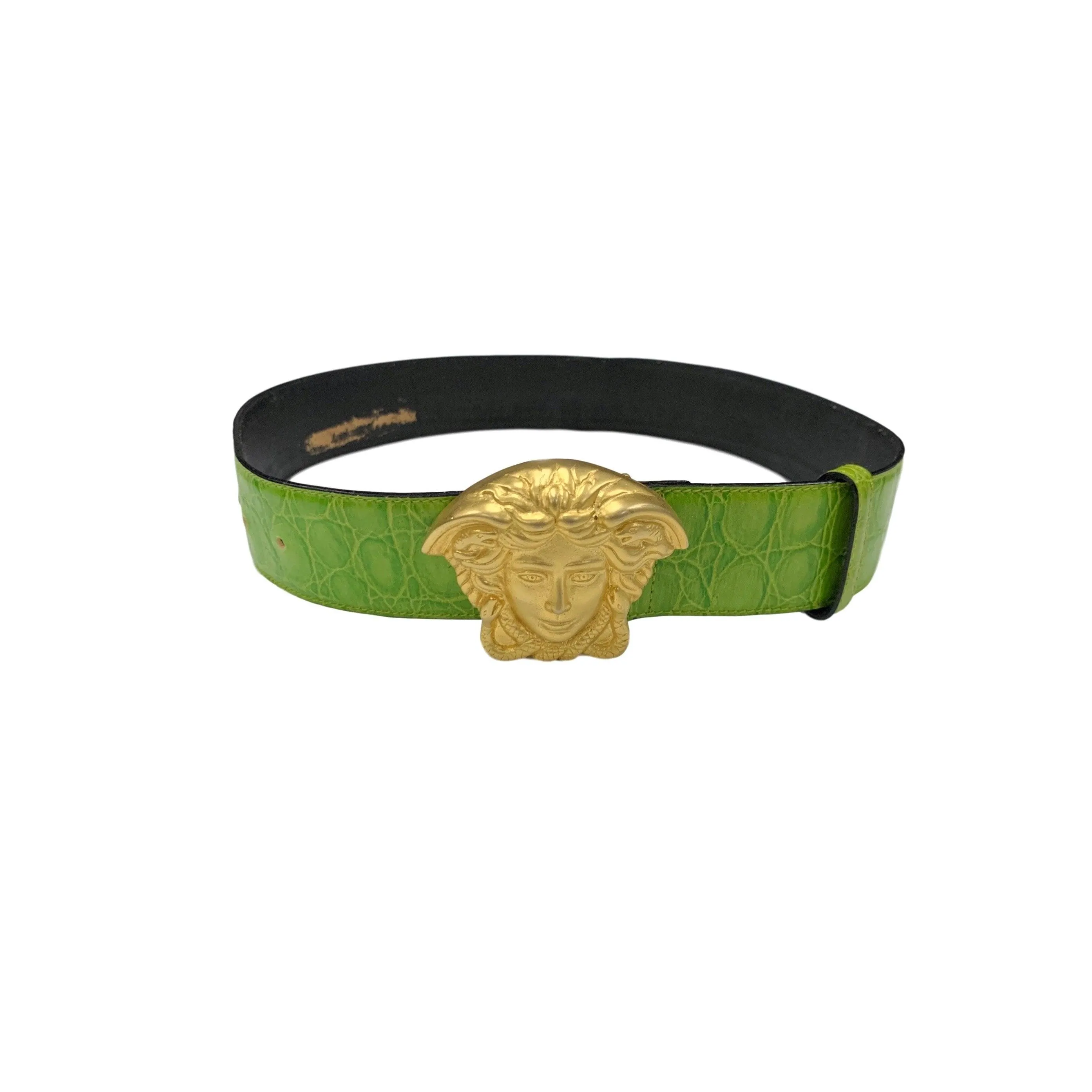 Versace Lime Green Croc Jumbo Logo Belt
