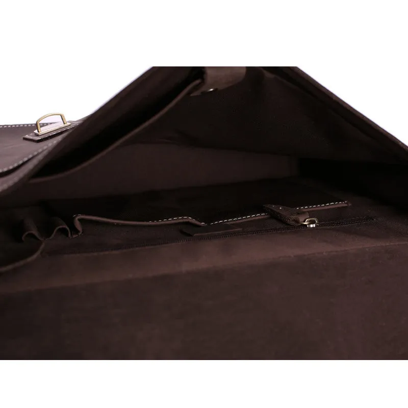 Vintage Crazy Horse Leather Briefcase Messenger Bag Laptop Bag