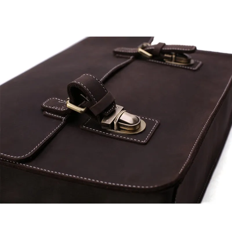 Vintage Crazy Horse Leather Briefcase Messenger Bag Laptop Bag