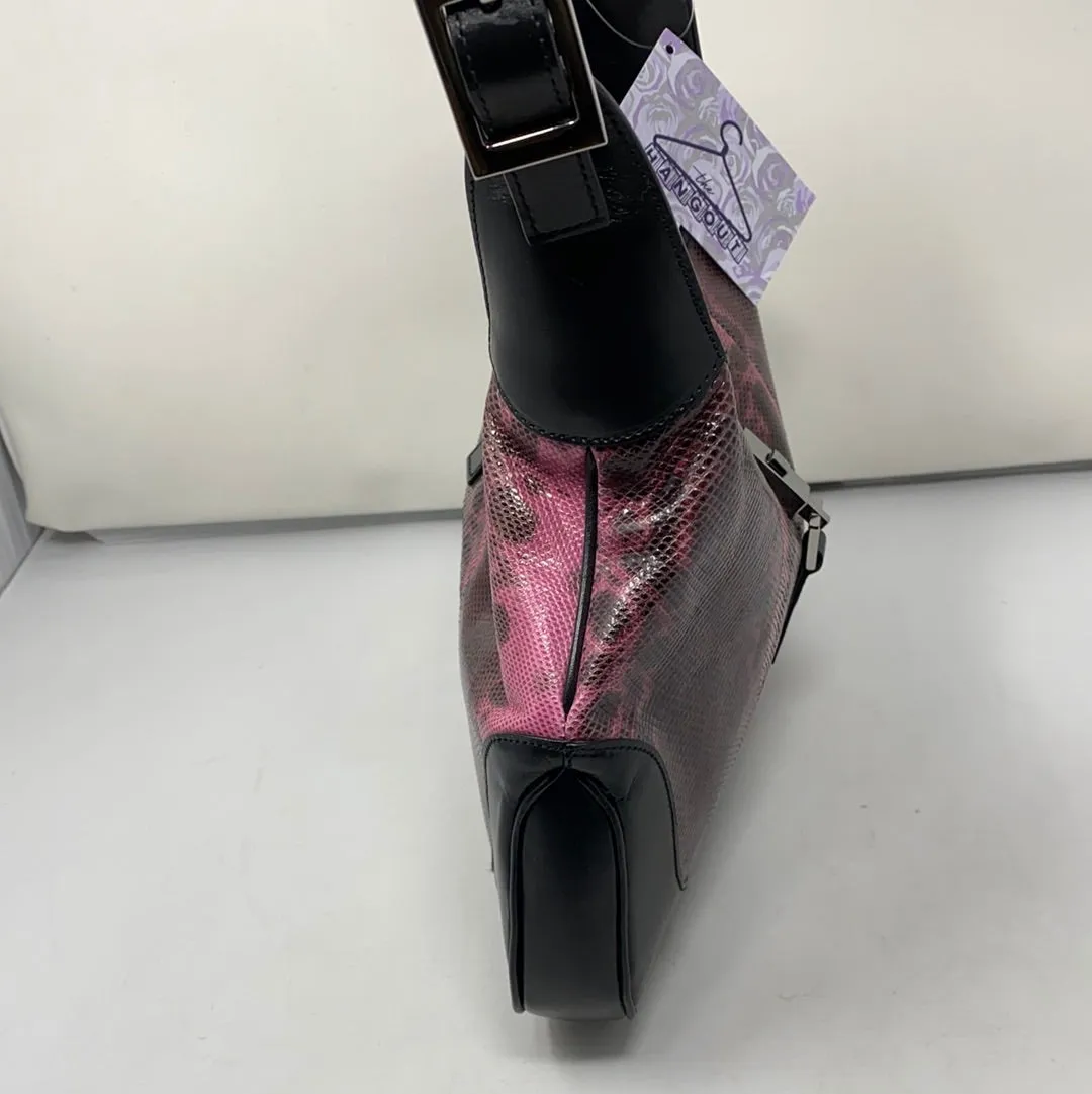 Vintage: Gucci Medium Jackie O Black leather and Pink Snakeskin Shoulder Bag