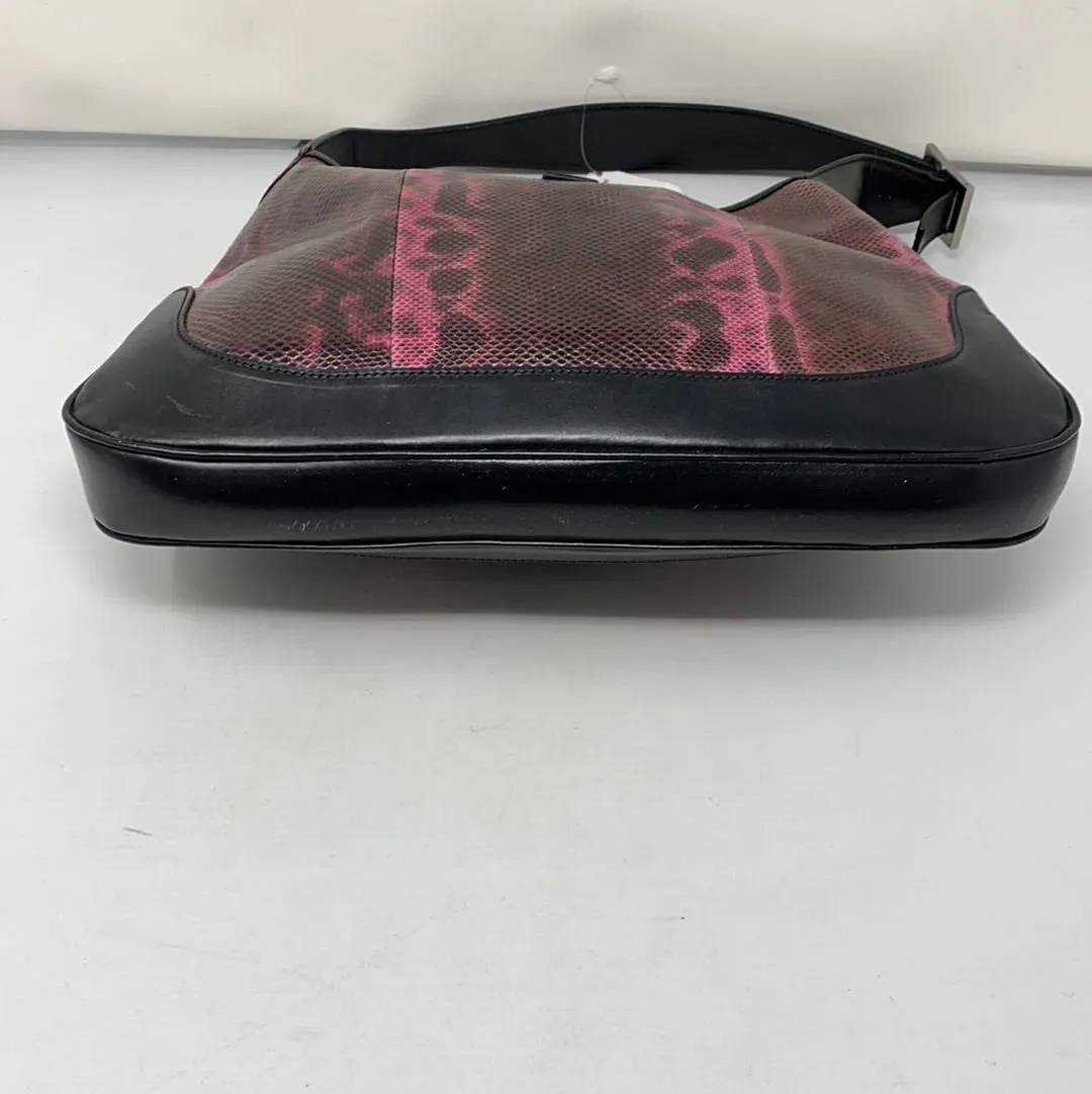 Vintage: Gucci Medium Jackie O Black leather and Pink Snakeskin Shoulder Bag