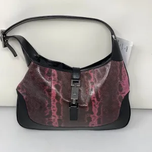 Vintage: Gucci Medium Jackie O Black leather and Pink Snakeskin Shoulder Bag