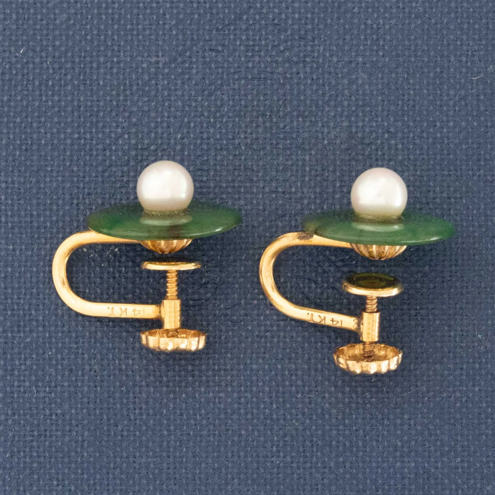 Vintage Jadeite & Pearl Earrings