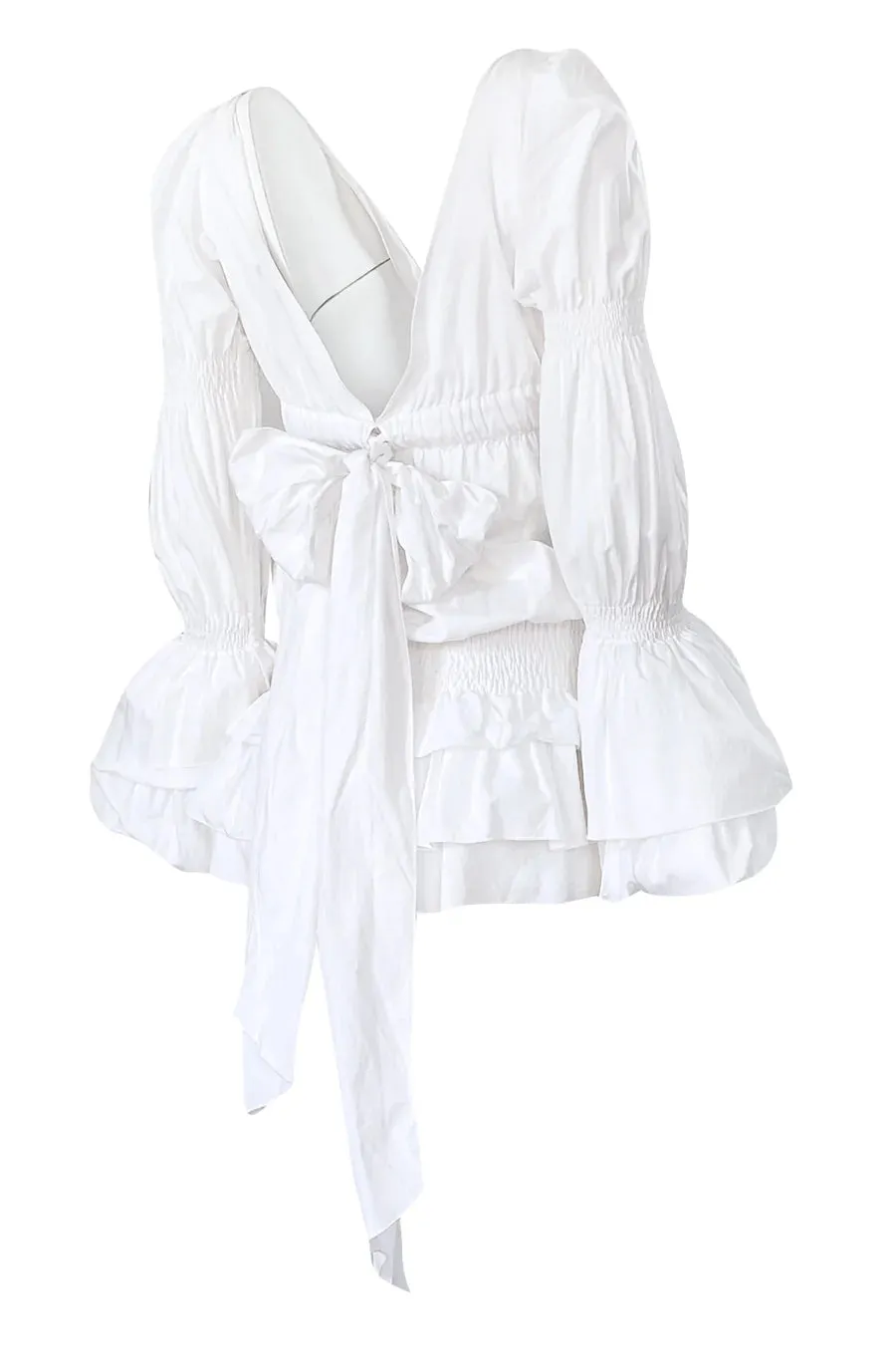Vintage Spring 2006 White Cotton Plunging Mini Dress