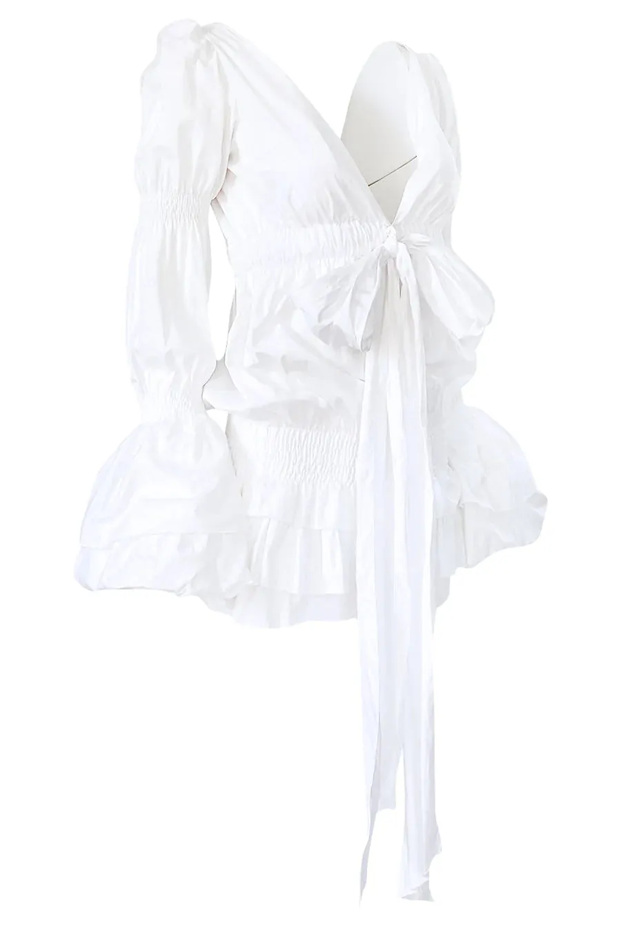 Vintage Spring 2006 White Cotton Plunging Mini Dress
