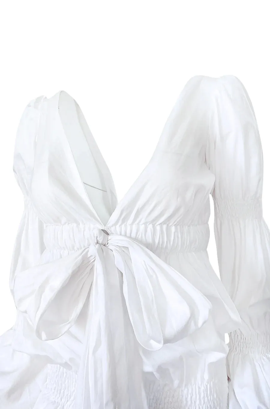 Vintage Spring 2006 White Cotton Plunging Mini Dress