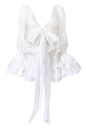 Vintage Spring 2006 White Cotton Plunging Mini Dress