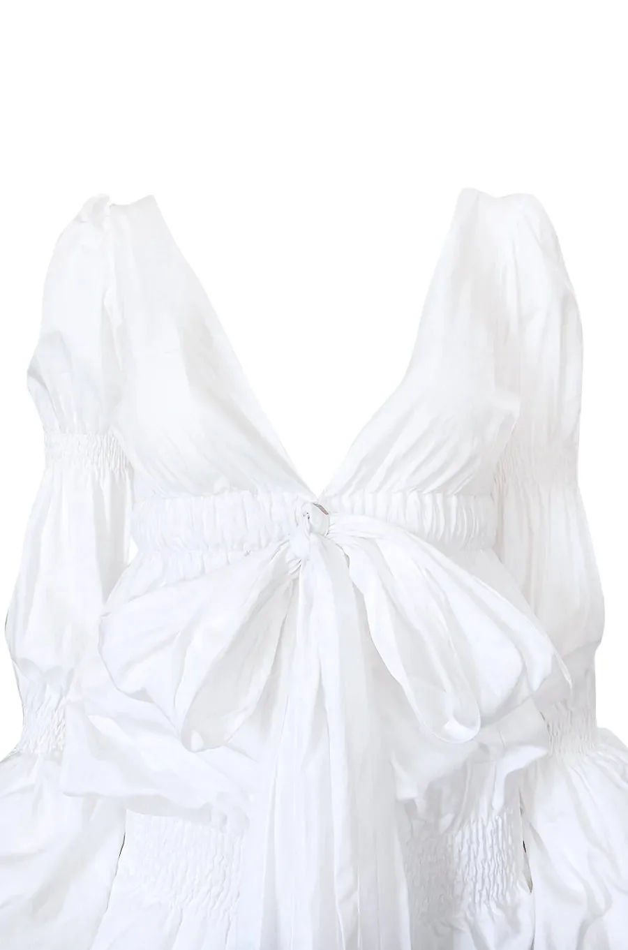 Vintage Spring 2006 White Cotton Plunging Mini Dress