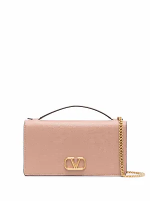 Vlogo signature leather wallet on chain