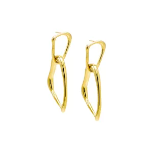 Wavy Double Open Drop Stud Earring