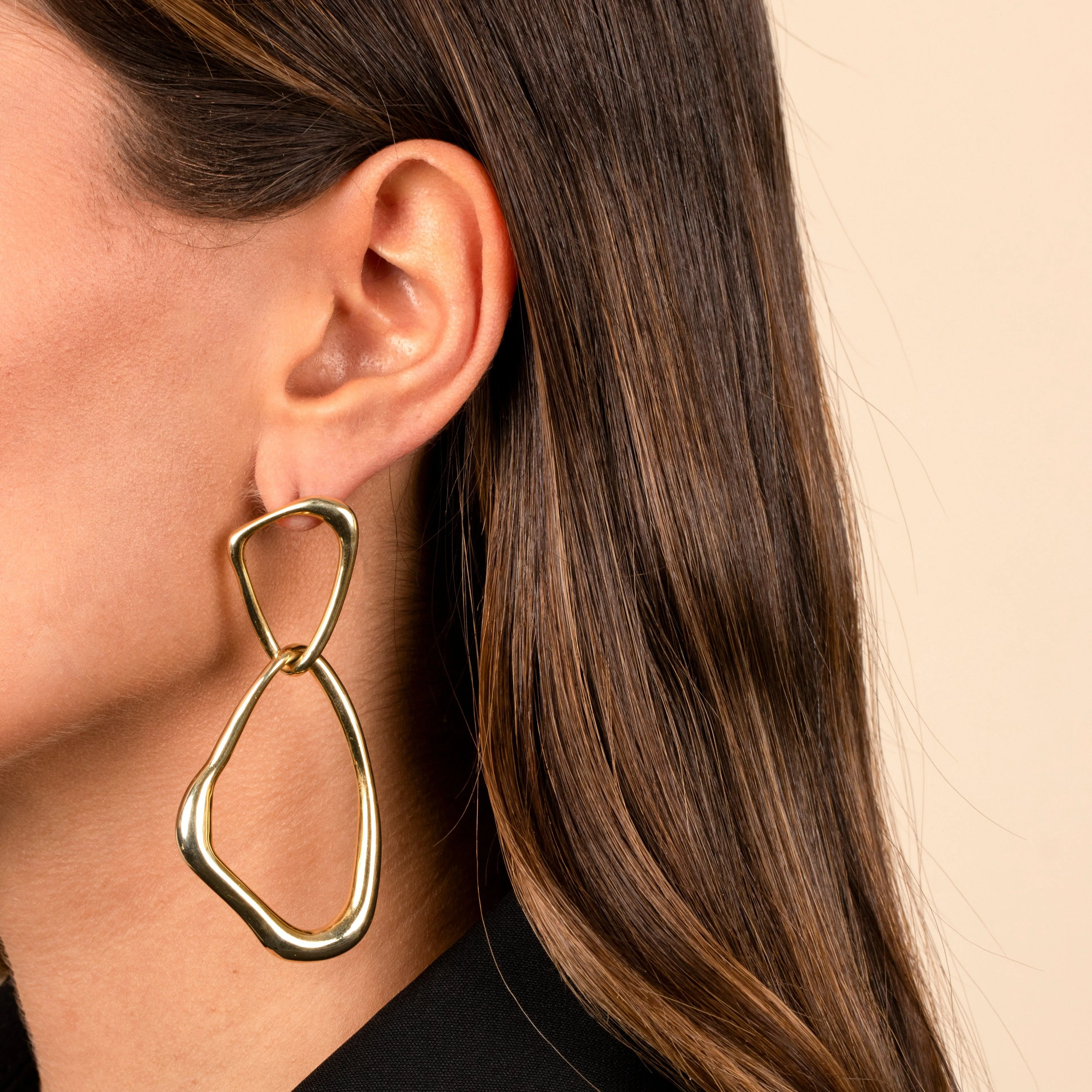 Wavy Double Open Drop Stud Earring