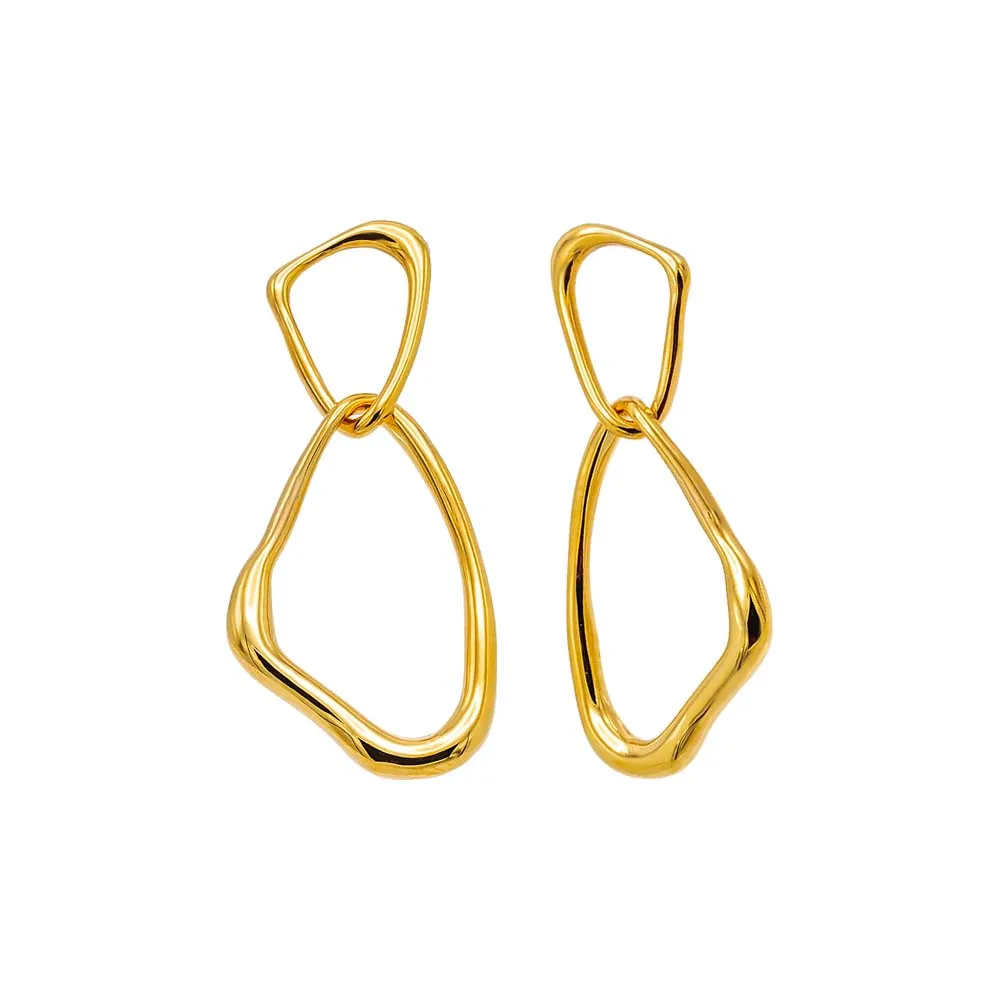 Wavy Double Open Drop Stud Earring