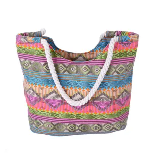 Wegogo Women Handbag Vintage Boho Colorful Canvas Bags Casual Travel Big Shoulder Bag Floral Printing Shopping Bag Beach Bags