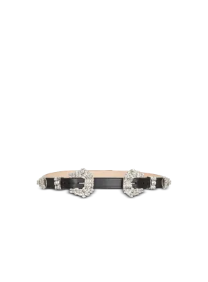 Western leather and crystal belt