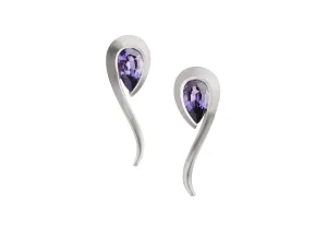 White gold and Purple Sapphire Twist Earrings